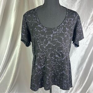 Torrid Black & Purple Floral Open-Back Top – Romantic Edge, Size 1X